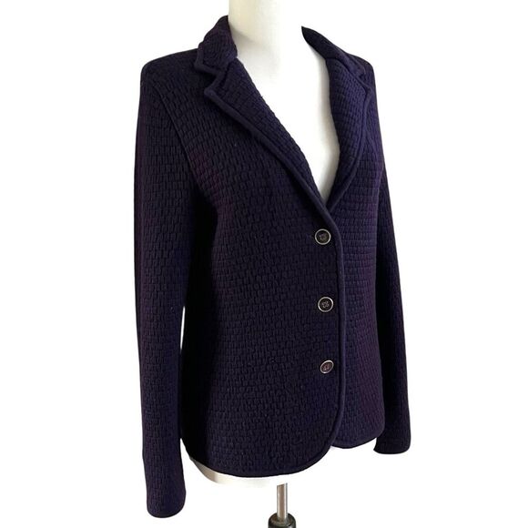 Talbots Purple Merino Wool Knit Blazer Sweater Jacket MP Petite Preppy Academia - Picture 4 of 11